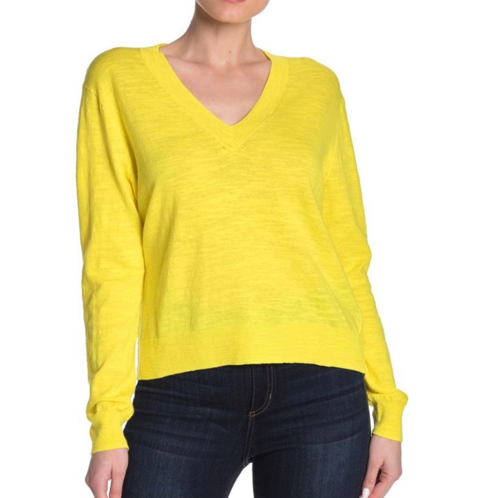 J.Crew Slub Knit V-Neck Sweater Citron Yellow